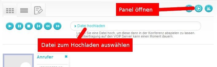 Panel zum Hochladen einer Audiodatei öffnen.